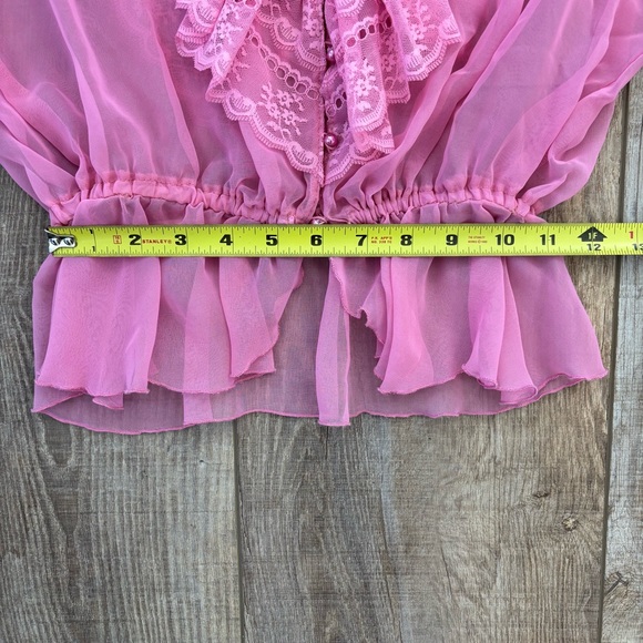 Vintage Victorian Revival Maxi Dress Size 18 Pink Prairie Cottage Romantic 70s - Picture 13 of 16